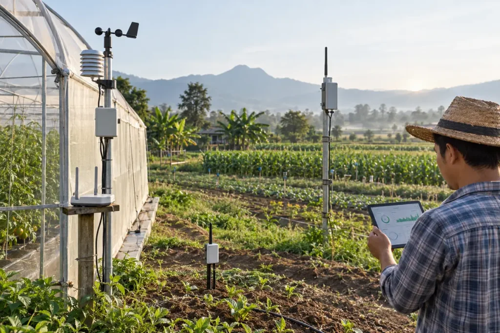 เครือข่าย Wi-Fi 4G และ LoRa เชื่อมเซนเซอร์ Smart Farm ในโรงเรือนและแปลงเกษตร